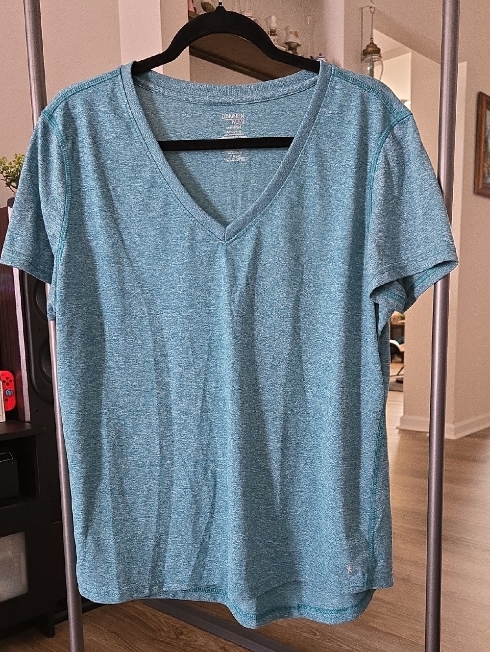 Danskin Now Teal V-Neck Short Sleeve Tee